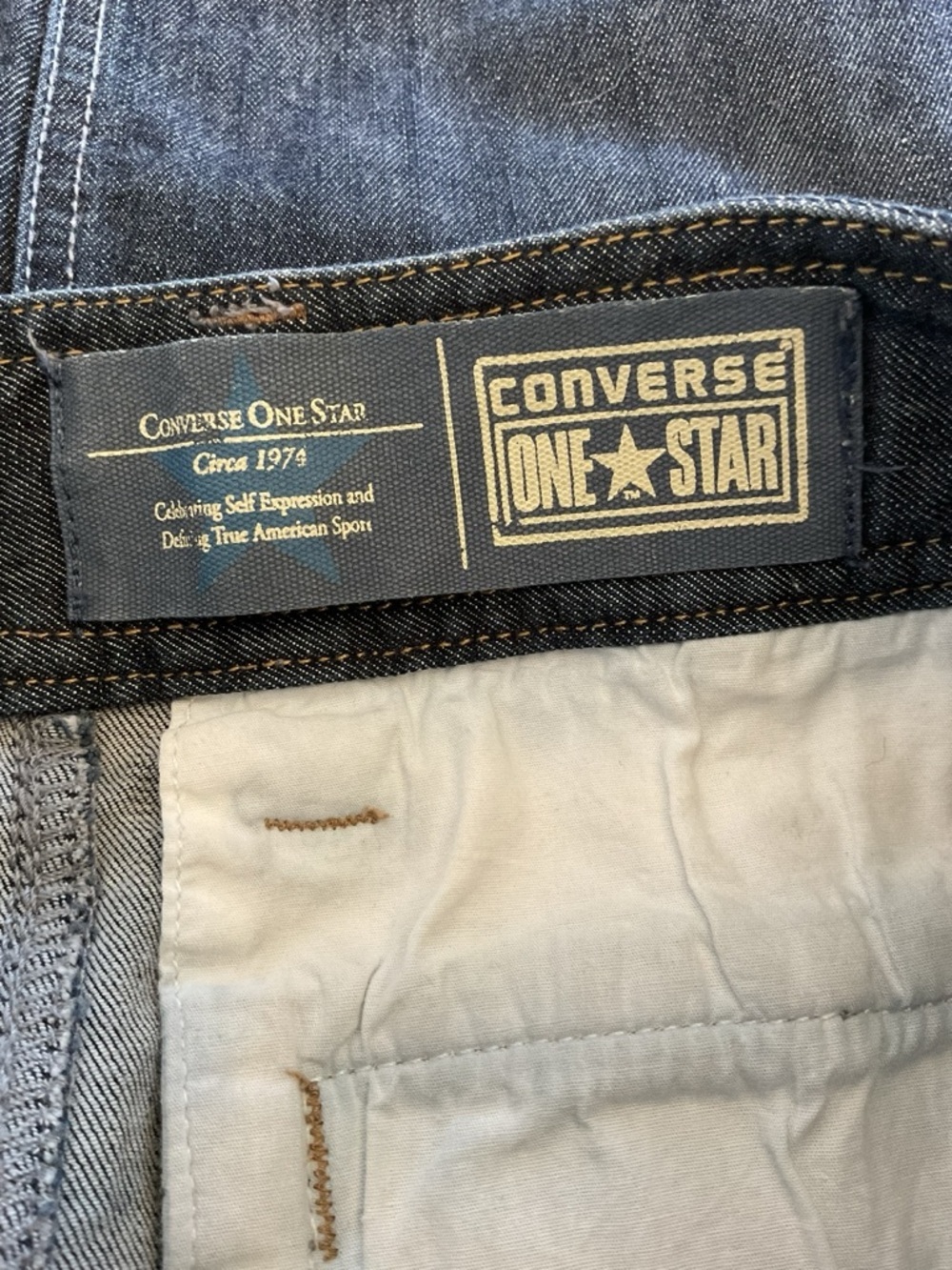 Converse One Star Denim Mini Skirt Size 4 Y2K Button Detail - Picture 6 of 7